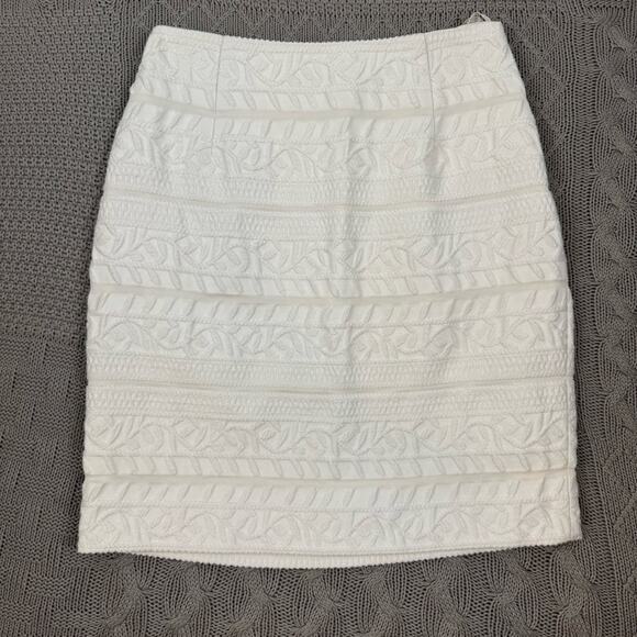 Worth Cream Textured Pencil Skirt ~ 0 - Picture 1 of 15